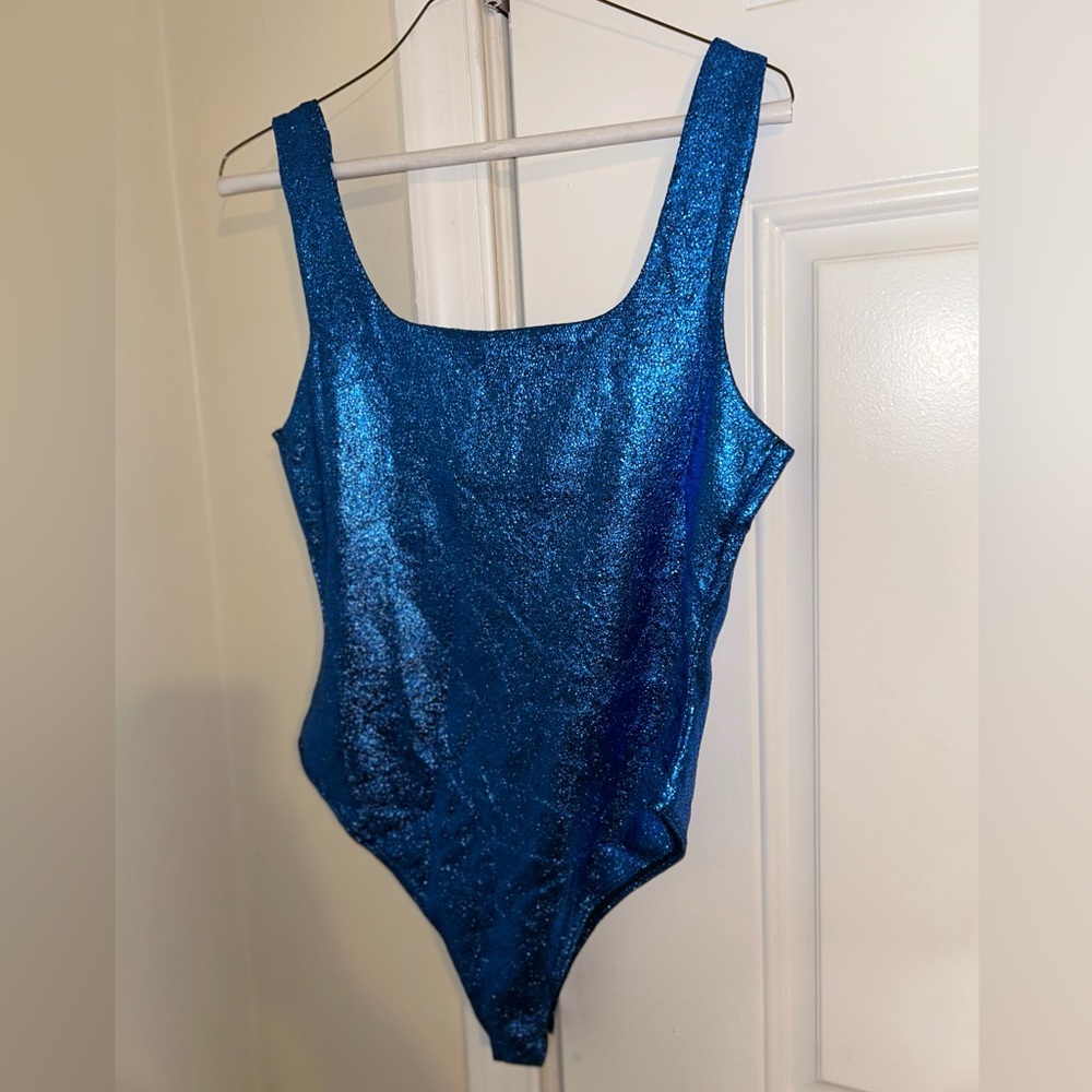 Stretch metallic bodysuit